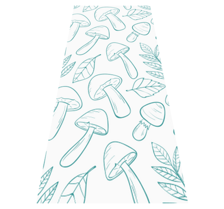 Floral vinyl rug with white and light blue mushrooms - TenStickers