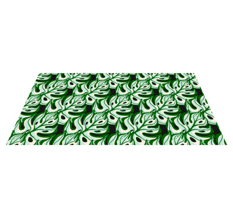 Floral vinyl rug in vibrant black and green flora - TenStickers