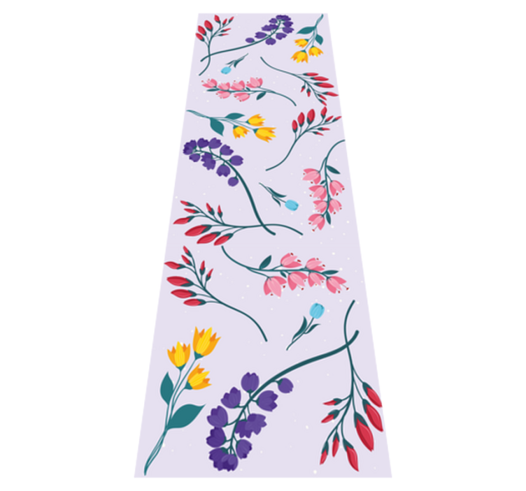 Floral vinyl rug with minimalistic garden flowers - TenStickers