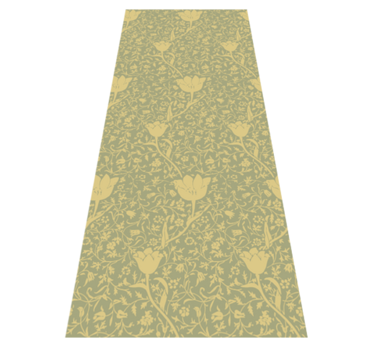 Floral vinyl rug with subtle gold and green pattern - TenStickers