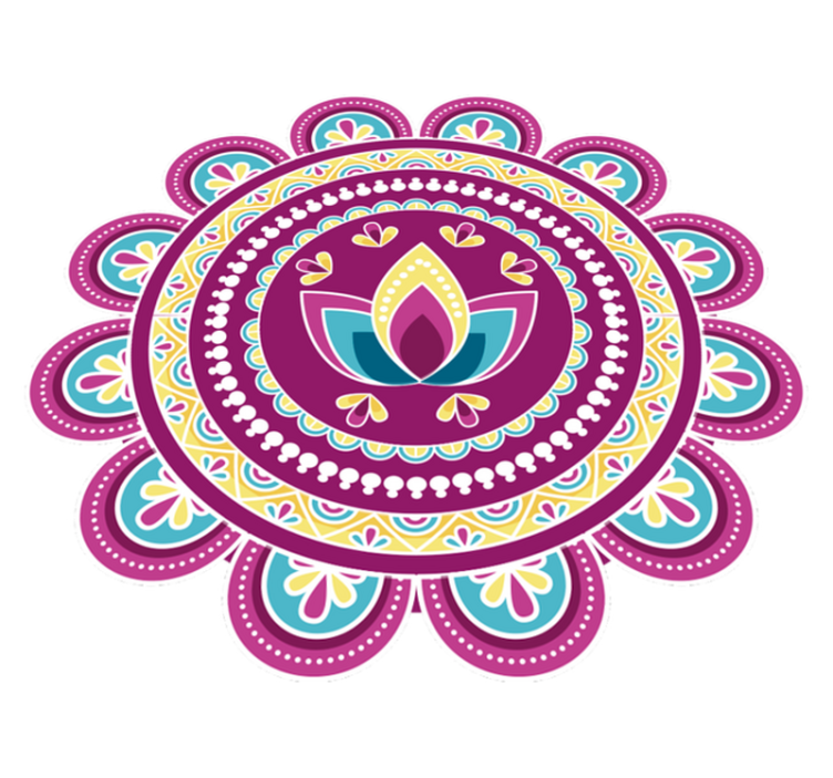 Floral vinyl rug colorful lotus mandala design - TenStickers