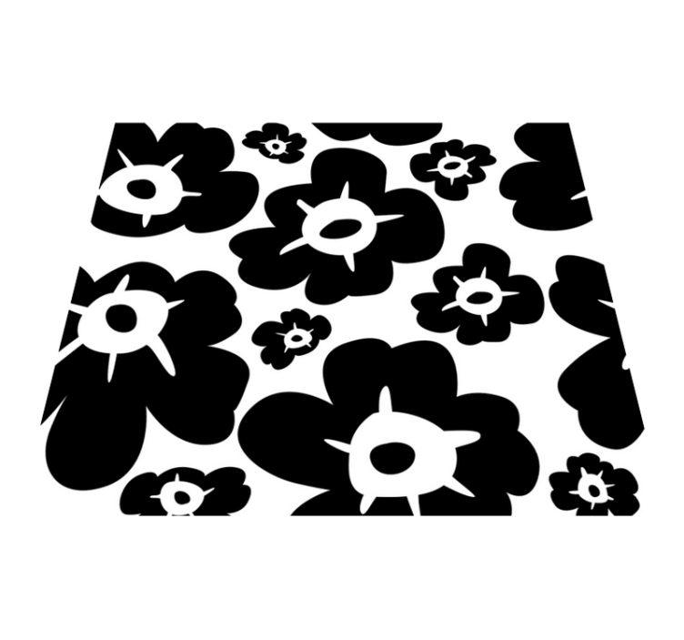 Floral vinyl rug black poppy - TenStickers