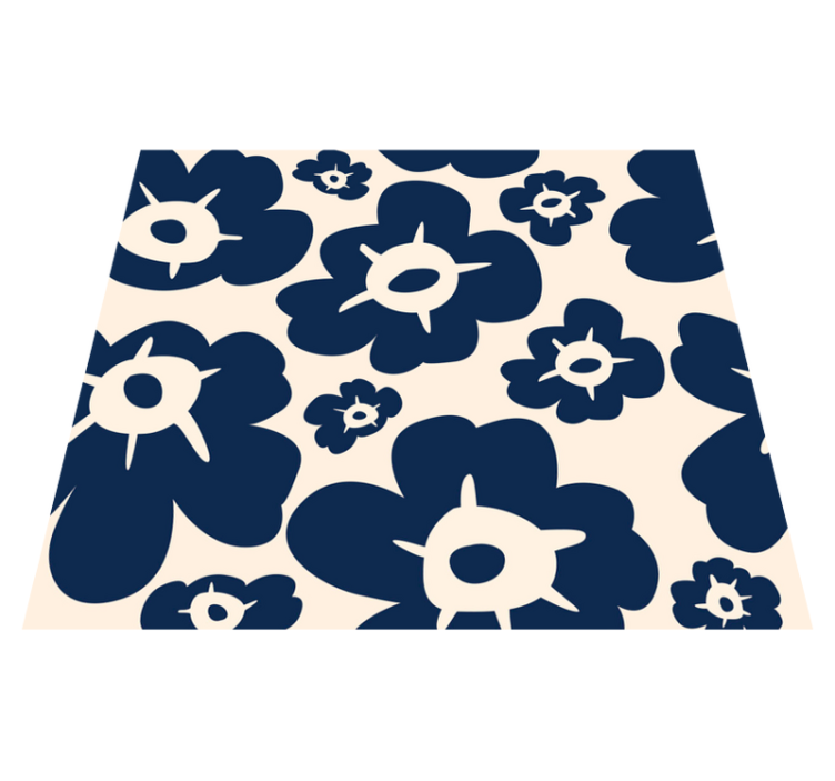 Floral vinyl rug dark blue poppy - TenStickers