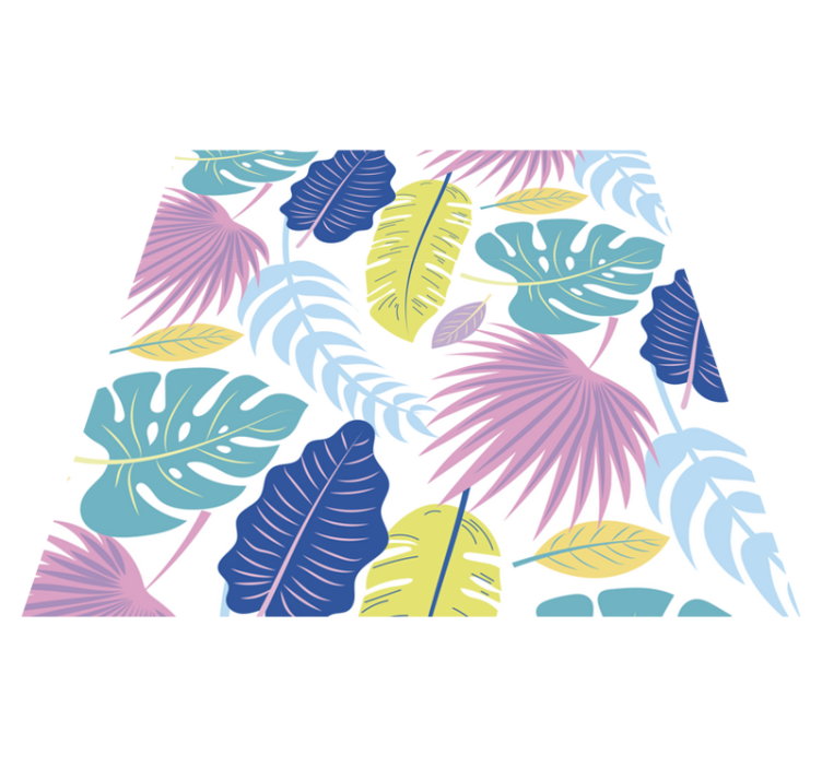 Floral vinyl rug with colorful leaf designs - TenStickers