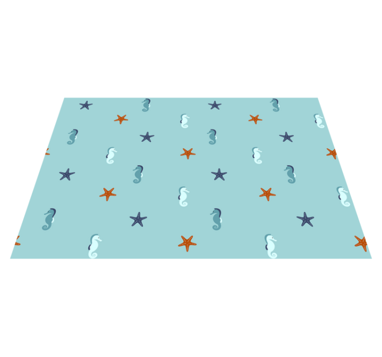 Floral vinyl rug with seahorse starfish design - TenStickers