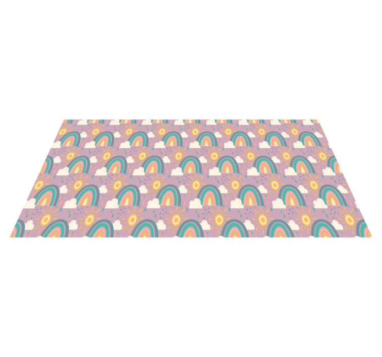 Floral vinyl rug playful colorful rainbows - TenStickers