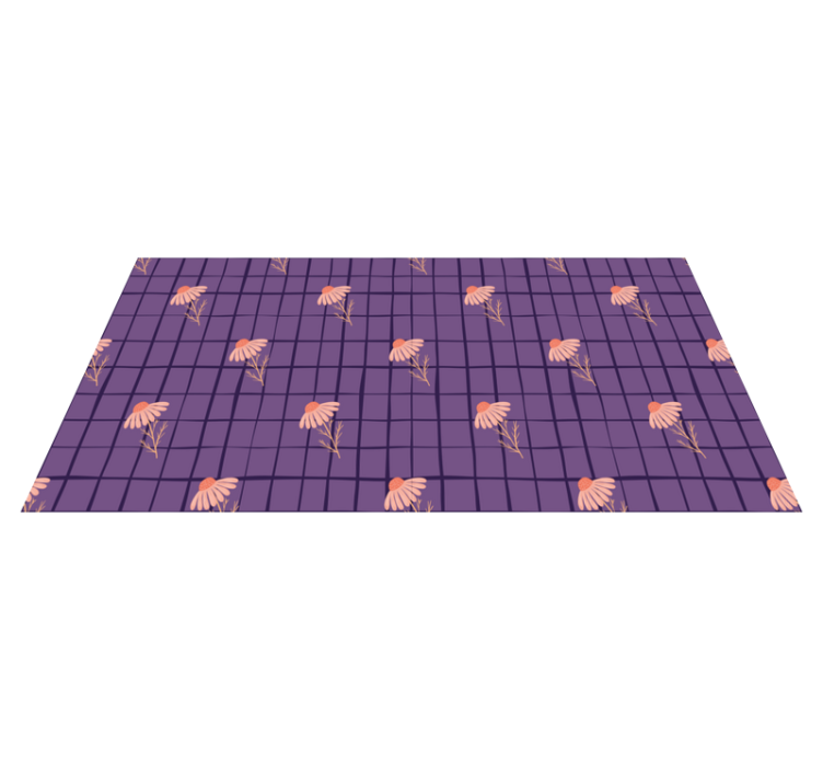 Floral vinyl rug in purple floral design - TenStickers
