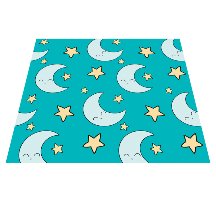 Star vinyl rug with blue cheerful moons - TenStickers