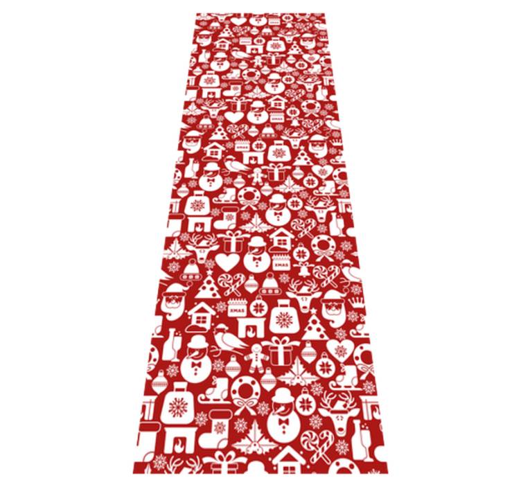 Christmas vinyl rug with festive icons on red background - TenStickers