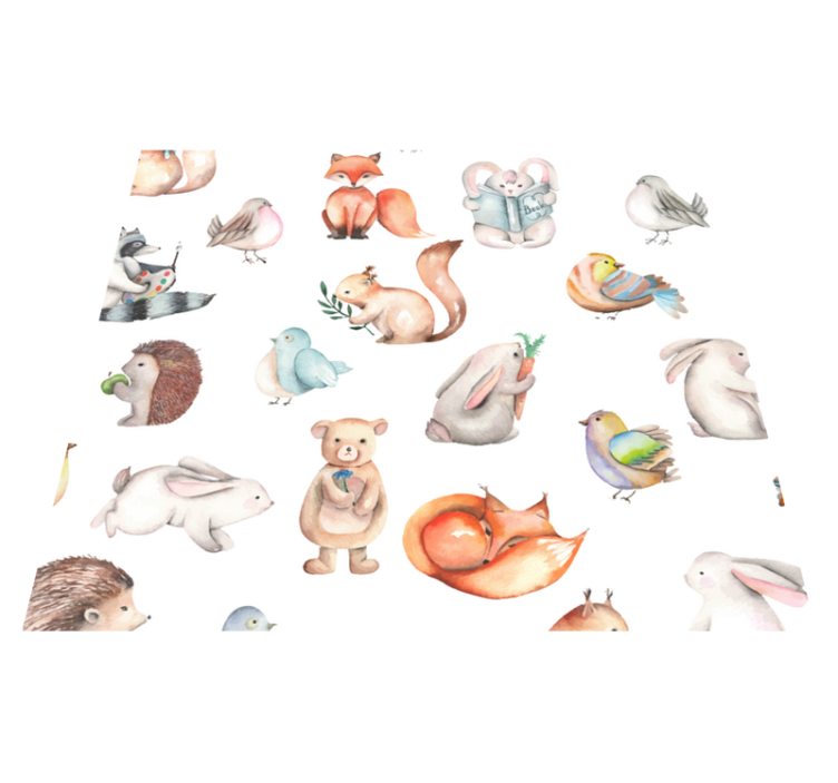 Kids vinyl rug featuring simple forest animals - TenStickers