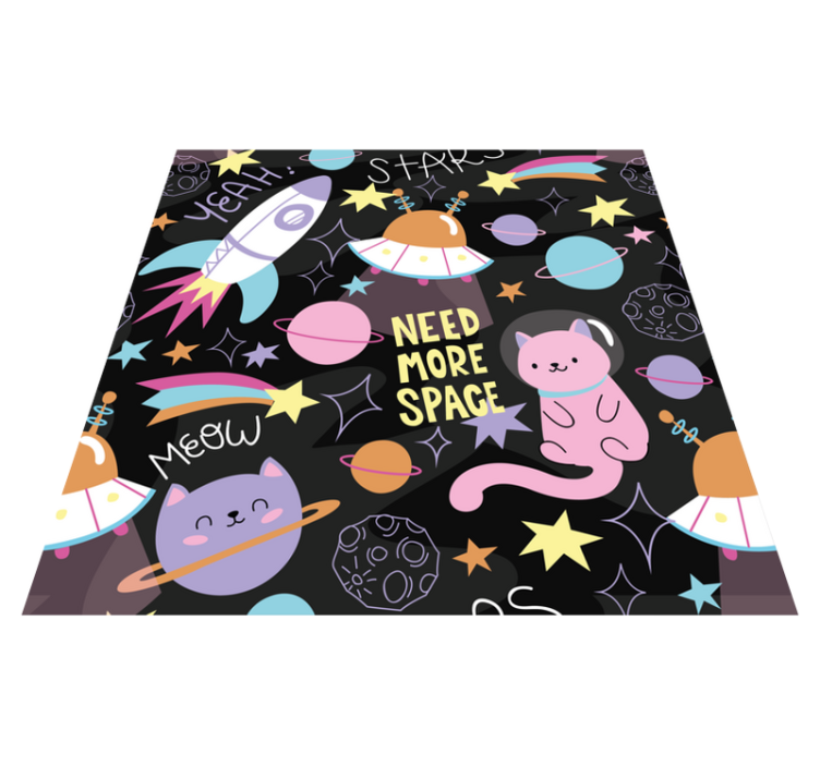 Kids vinyl rug featuring cats in space - TenStickers