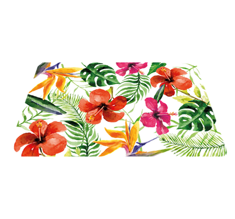 Floral vinyl rug portable monstera deliciosa stickers - TenStickers