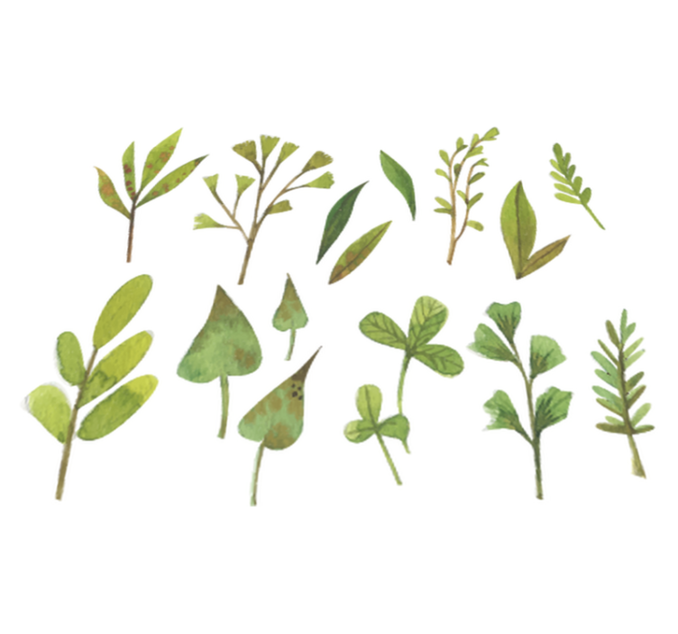 Aquarella small leaves floral vinyl rug - TenStickers