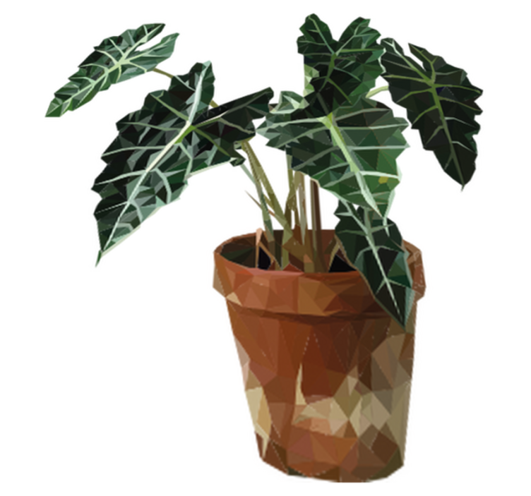 Floral vinyl rug with geometric plant pot - TenStickers