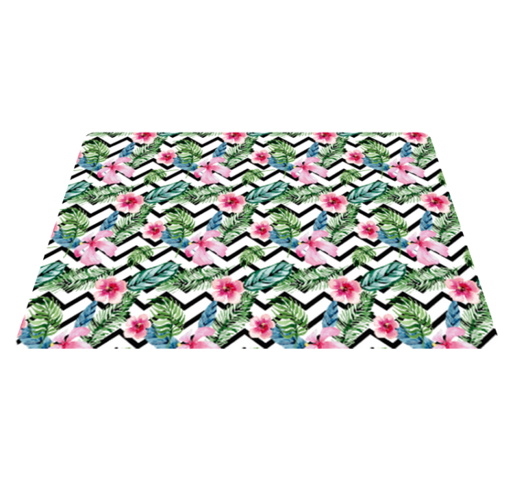 Floral vinyl rug with zigzag tropical patterns - TenStickers