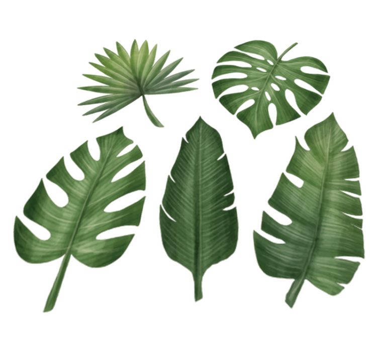 Floral vinyl rug with large green leaves - TenStickers