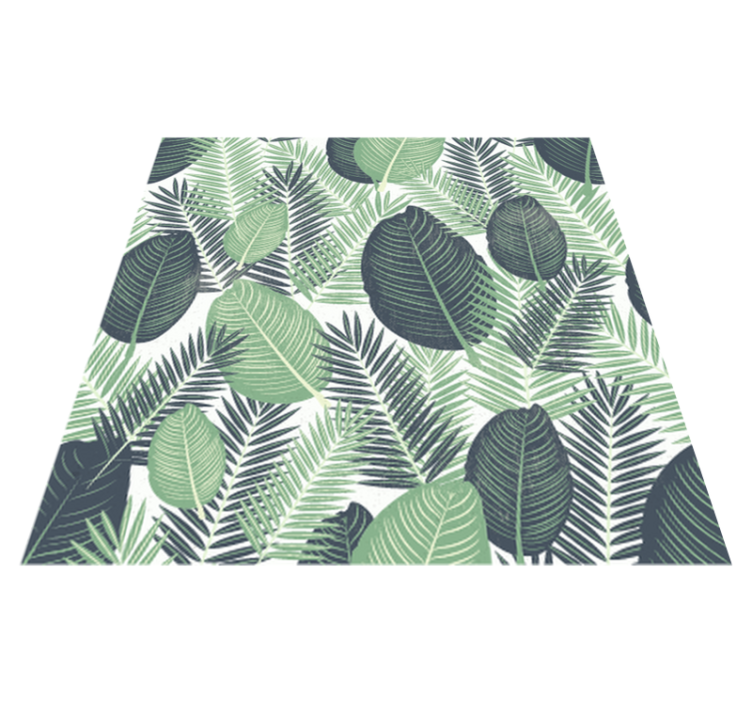 Floral vinyl rug with green jungle leaves - TenStickers