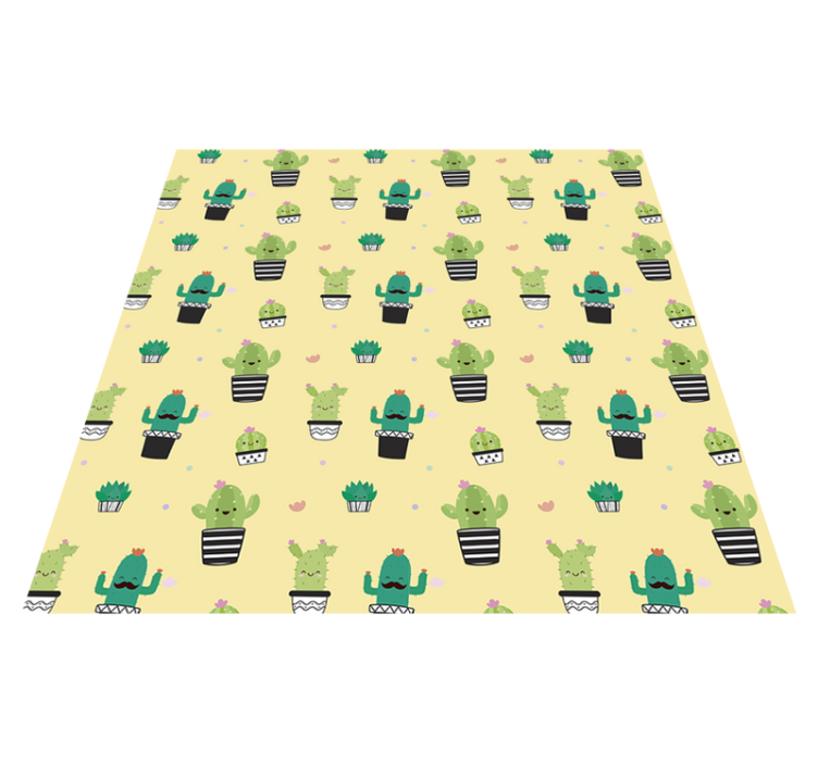 Floral vinyl rug with cactus drawing pattern - TenStickers
