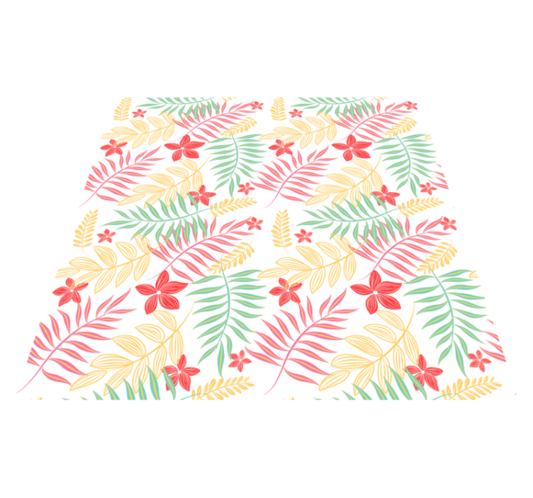 Floral vinyl rug with neon leaf pattern - TenStickers