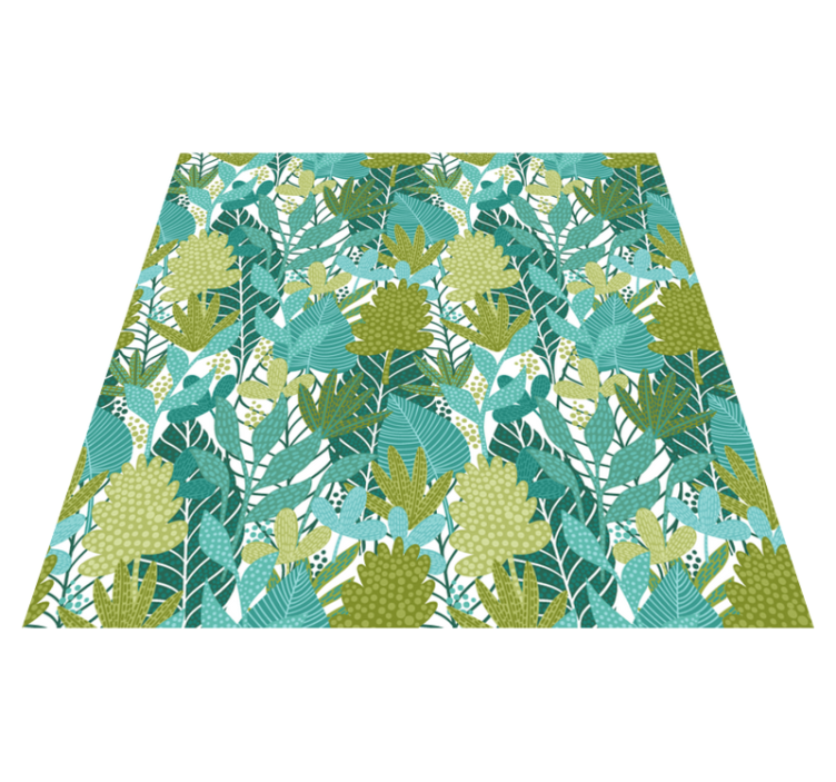 Floral vinyl rug with tropical boho leaf design - TenStickers