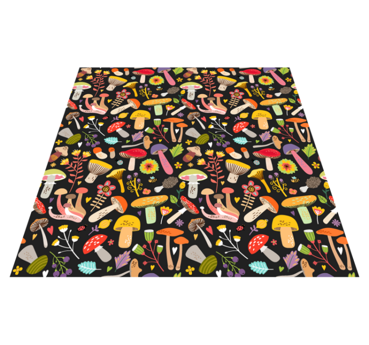 Floral vinyl rug with autumn mushroom design - TenStickers
