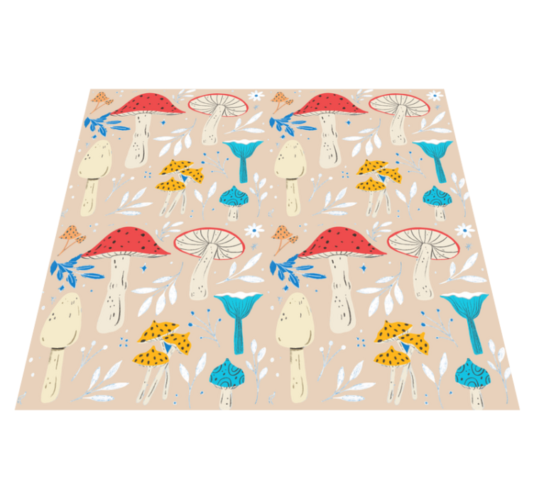 Floral vinyl rug with classic beige mushroom design - TenStickers