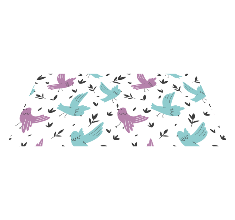 Floral vinyl rug with blue and purple birds design - TenStickers
