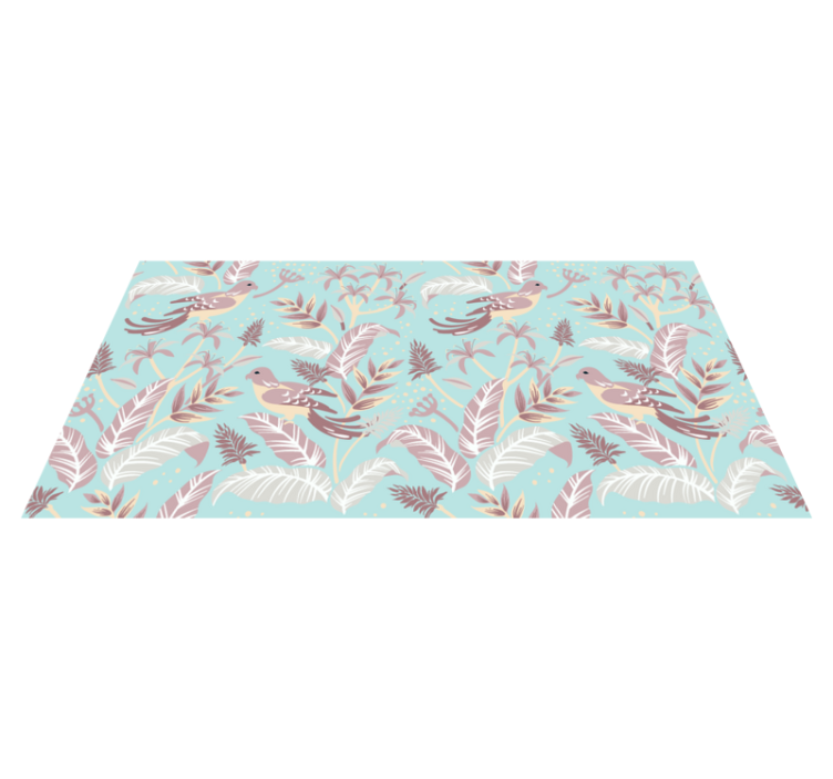 Floral vinyl rug in blue and pink floral pattern - TenStickers