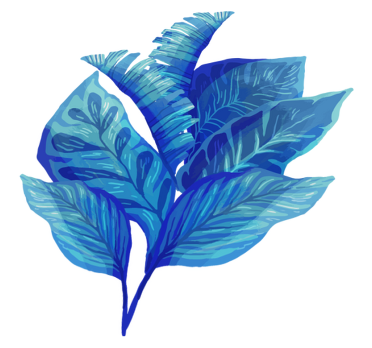 Floral vinyl rug blue leaf arrangement - TenStickers