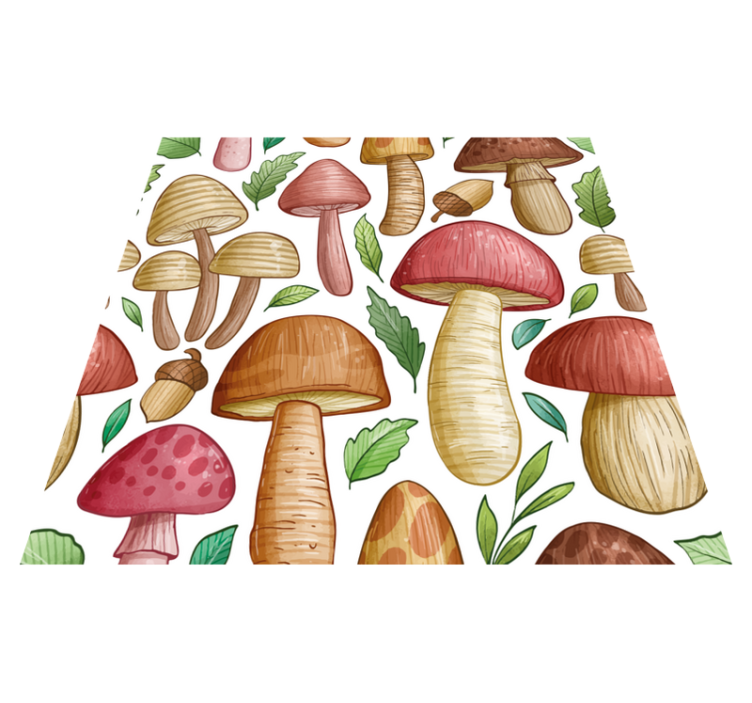 Floral vinyl rug with vibrant mushroom design - TenStickers