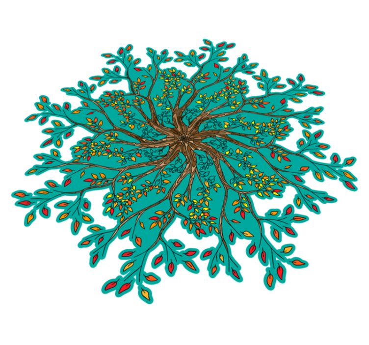 Floral vinyl rug with lively tree design - TenStickers