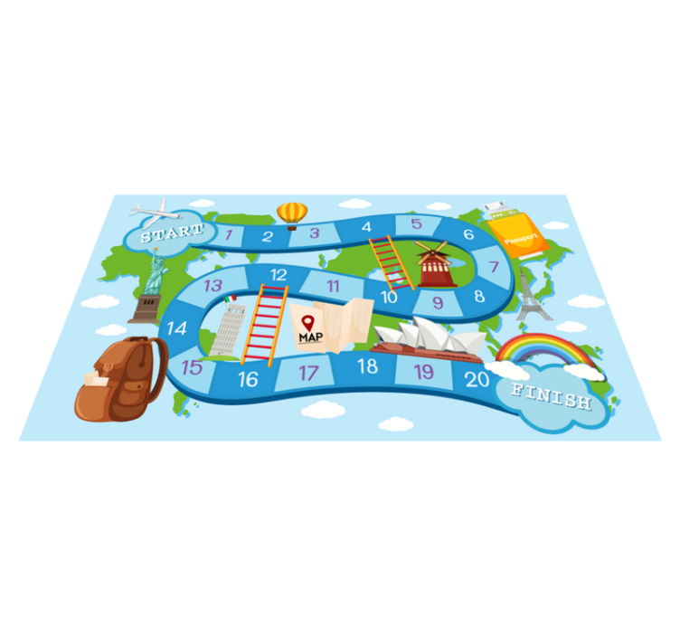 Gaming vinyl rug board game around the world - TenStickers