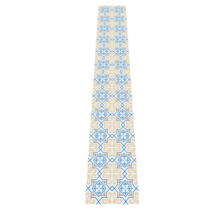 Kitchen vinyl rug portuguese tile blue line pattern - TenStickers