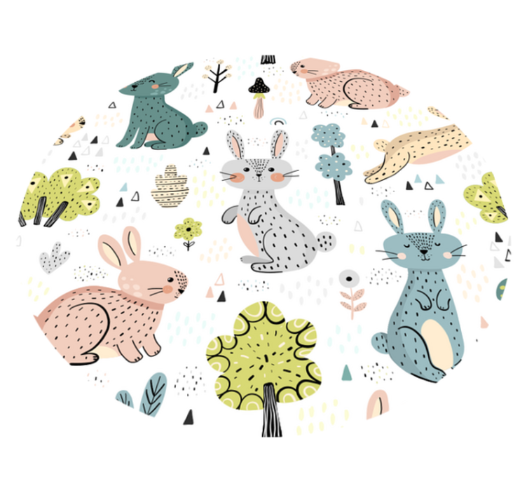 circular bunny illustrative nursery vinyl rugs - TenStickers