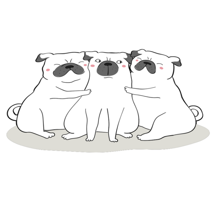 Adorable Pug Trio animal vinyl rug - TenStickers