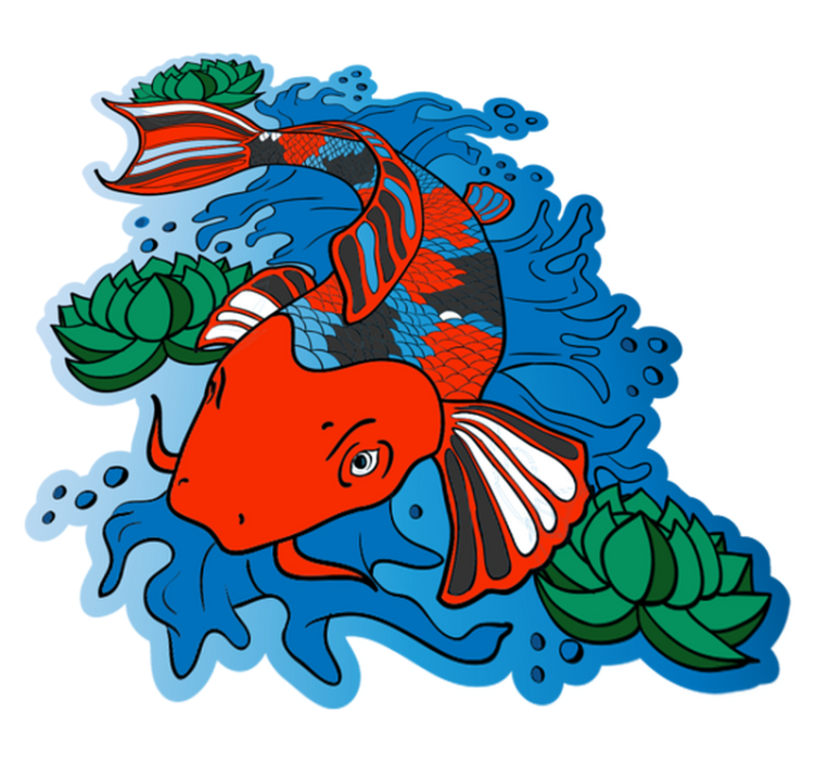 Colorful Koi Fish Illustration animal vinyl rug - TenStickers