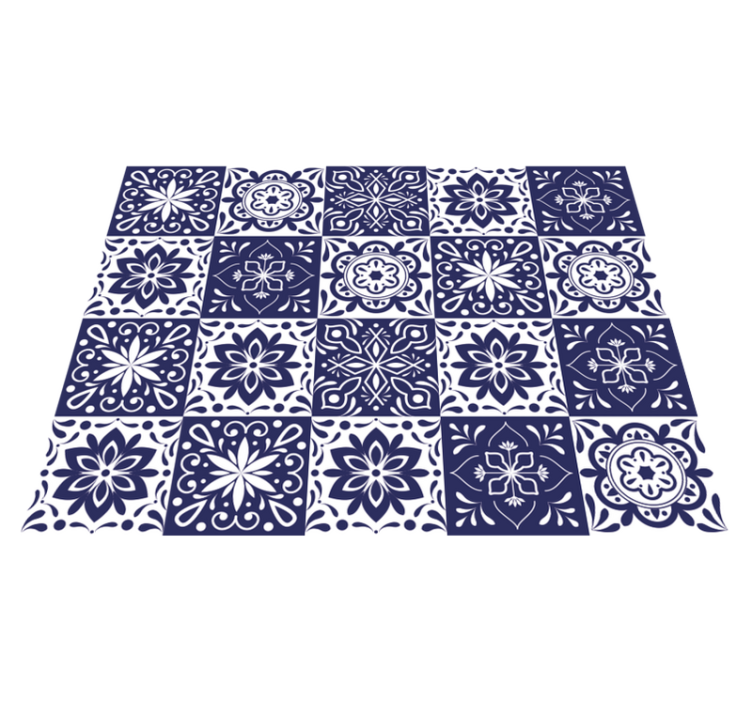 Stunning floral tile vinyl living room rug - TenStickers