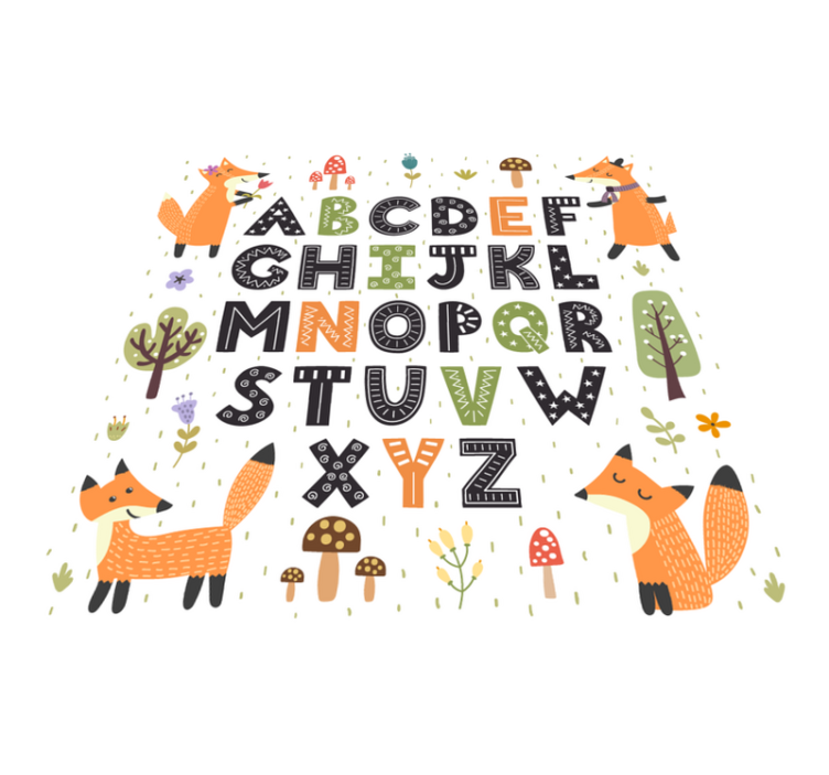 Alphabetical Forest Animals bedroom rug - TenStickers