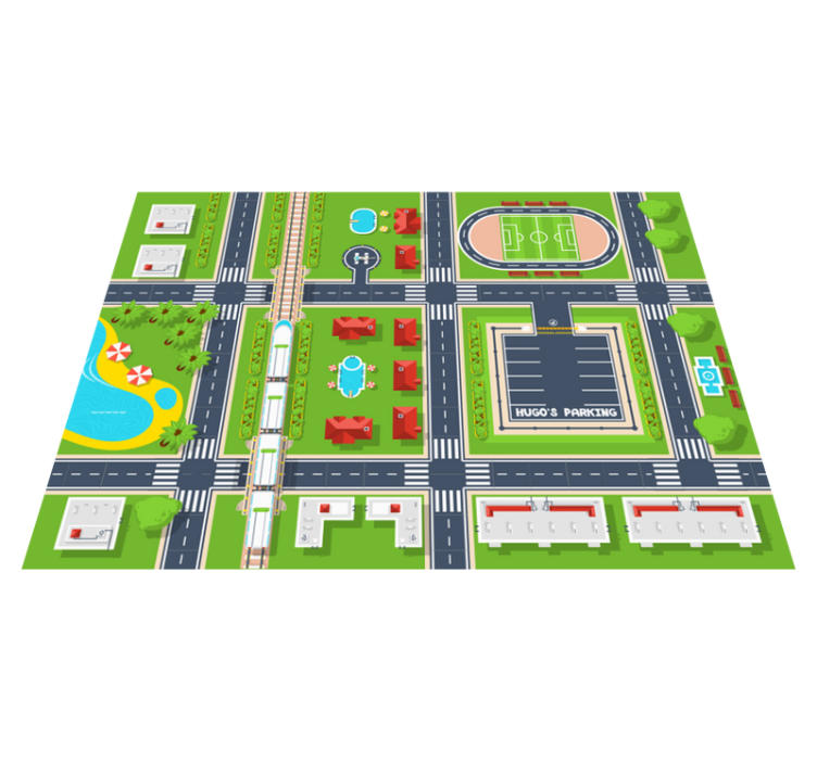 Playful Cityscape road vinyl rug - TenStickers