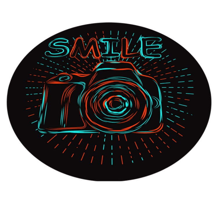 Neon Camera Illustration kids vinyl rug - TenStickers