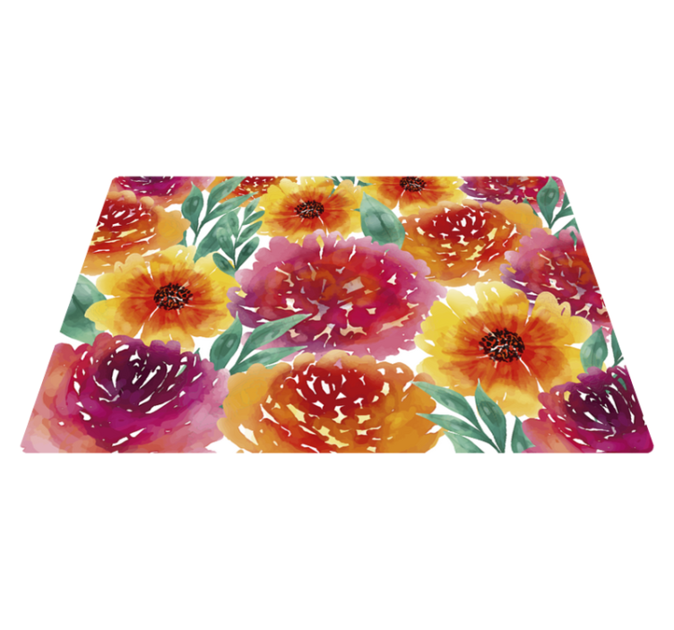 Vintage vinyl rug full color flowers - TenStickers