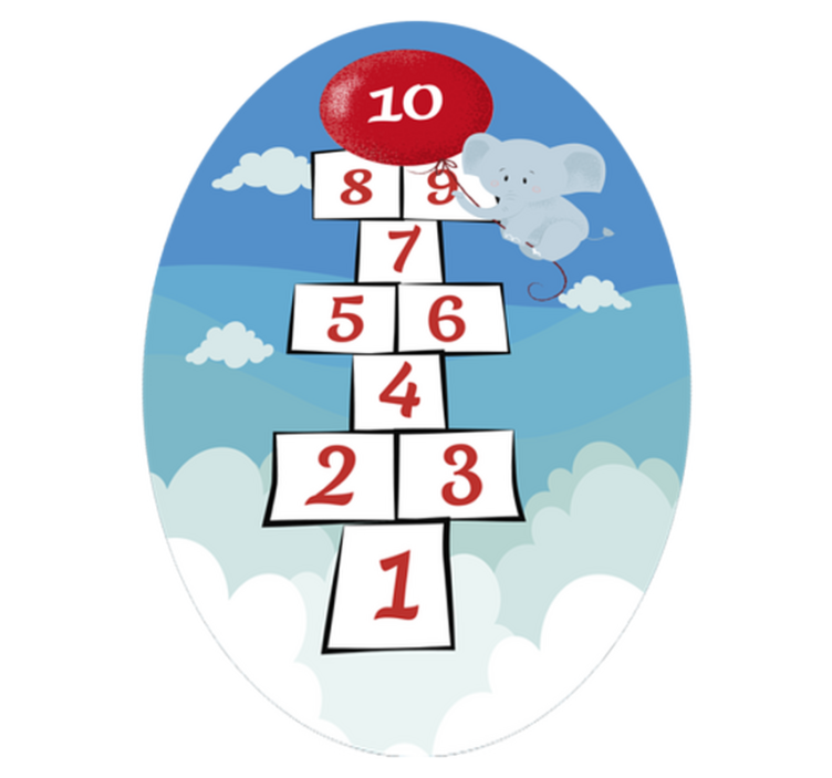 Hopscotch Balloon Elephant kids vinyl rug - TenStickers