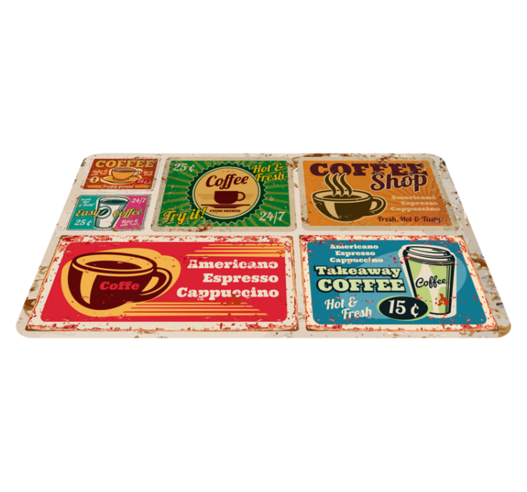 Café Themed Motifs custom vinyl rug - TenStickers