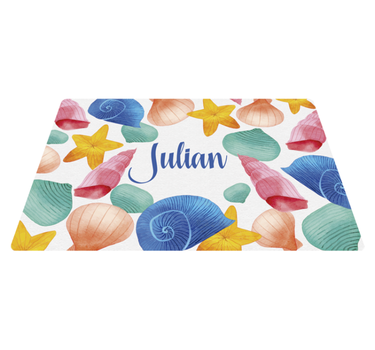 Stunning sea and shells vinyl rug with name - TenStickers