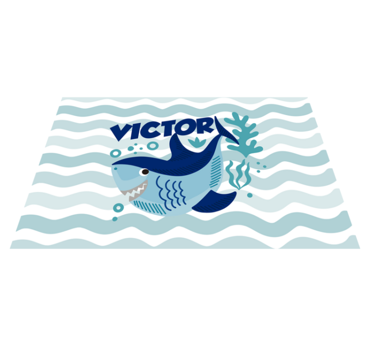 Personalized Shark Illustration custom vinyl rug - TenStickers