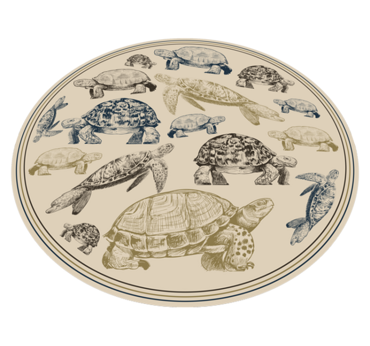 Turtles beige background animal vinyl rug - TenStickers