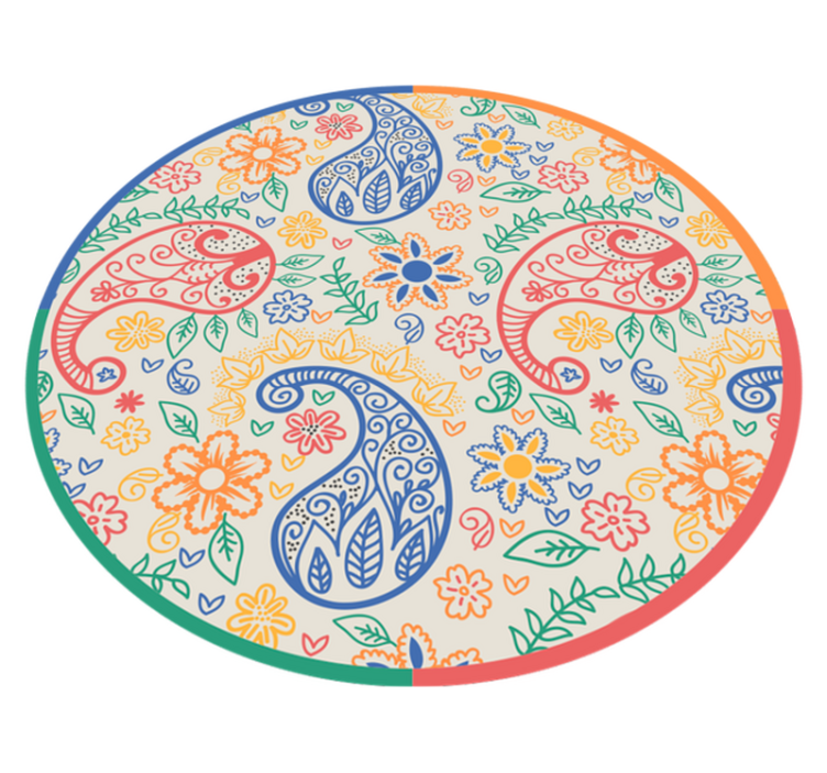 Botanical Paisley Elements floral vinyl rug - TenStickers