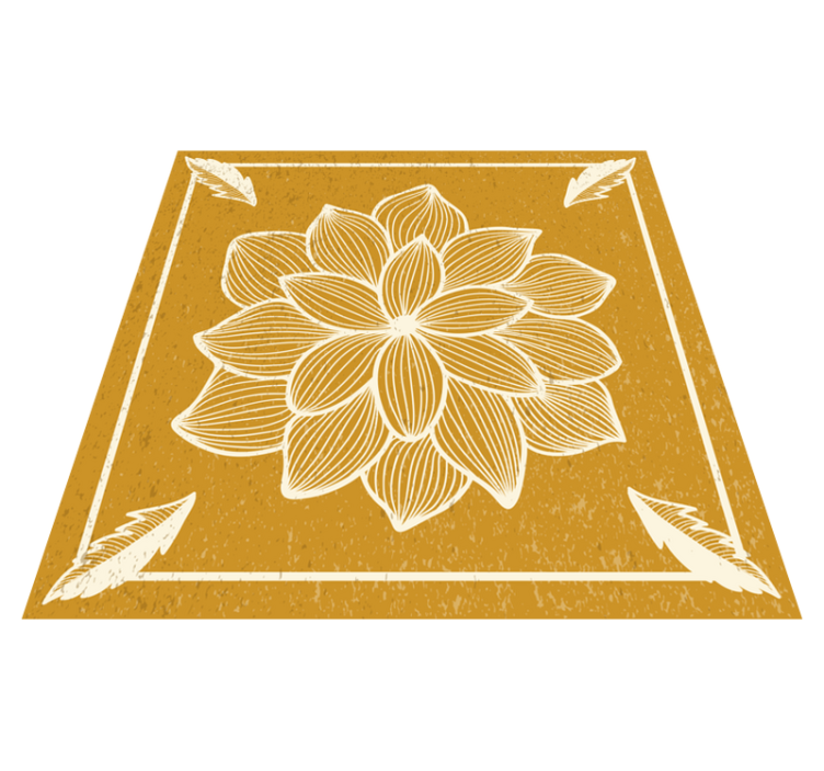Golden floral design floral vinyl rug - TenStickers