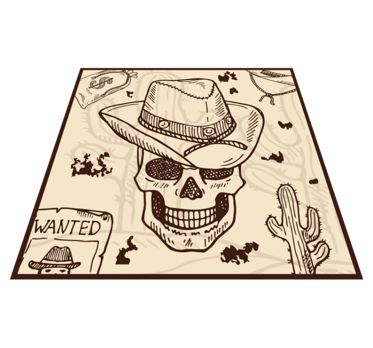 Western Themed Illustration teenage bedroom vinyl rug - TenStickers
