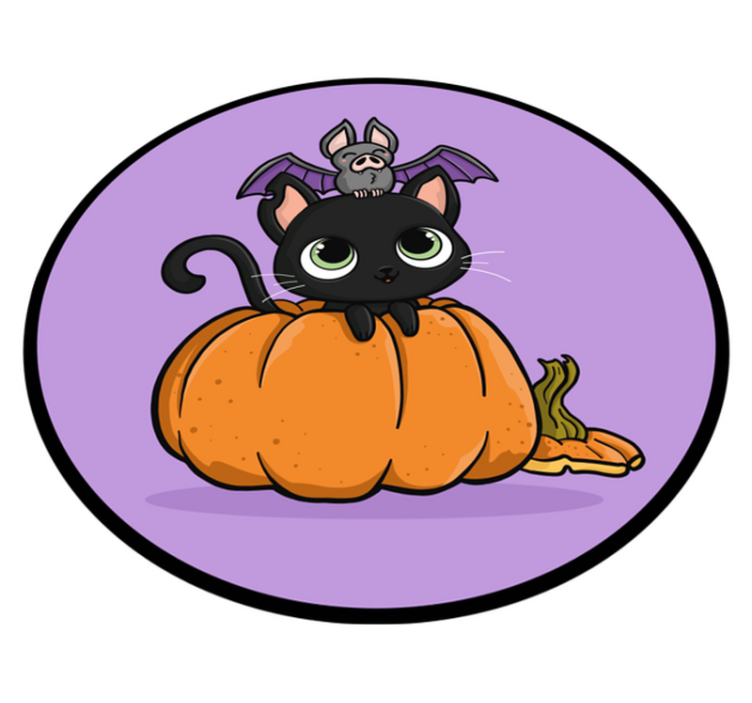 Halloween vinyl rug halloween bat cat - TenStickers